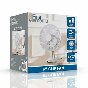 FINE ELEMENT 6 " Inch Clip Fan 2 Speed Tilts Up Down instant cool Air Fan White - Picture 1 of 1