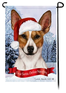 Lieber Weihnachtsmann, definiere freche Gartenflagge - abgeschnitten rot & weiß Ratte Terrier 116C - Bild 1 von 1