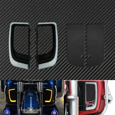 LED Fairing Lower Grills Light + Solid Plates Radiator Grills Set Fit For Harley - Image 1 of 4