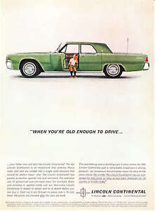 1962 green Lincoln Continental & Little Boy photo vintage print ad