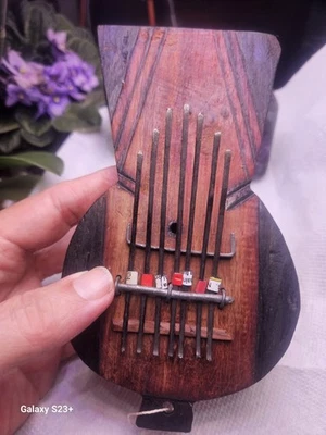 Kalimba Gourd Thumb Piano Handcrafted Carved Percussion Instrument 6.5"L x 4" W - Image 1 of 4