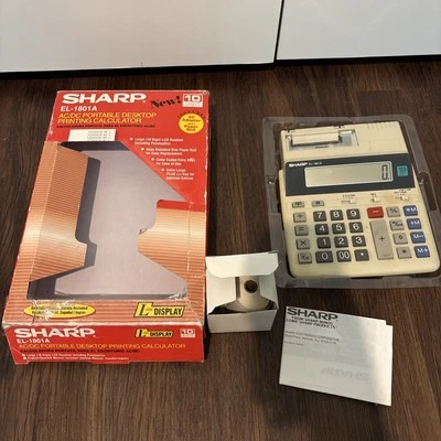Sharp EL-1801A Ac/dc Portable Desktop Printing Calculator LARGE Readout Display - Image 1 of 4