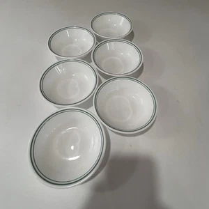 Set 6 Corelle Double Green Band 5 1/2 Cereal Soup Bowls - Picture 1 of 3