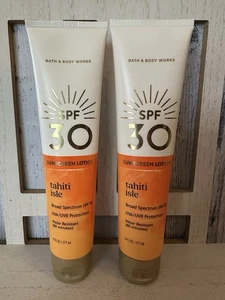 Loción de protección solar Bath & Body Works Tahiti Isle FPS 30 UVA/UVB 6 oz NUEVO lote X 2 - Imagen 1 de 5
