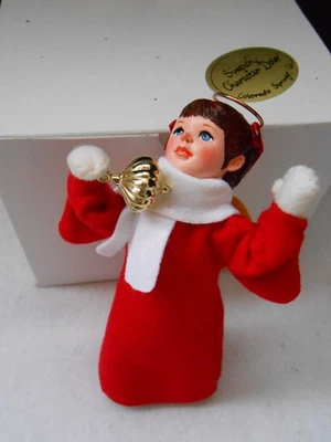 Simpich Character Dolls~ Hanging Angel "Greta" -holding Gold Bulb Ornament - Image 1 of 4