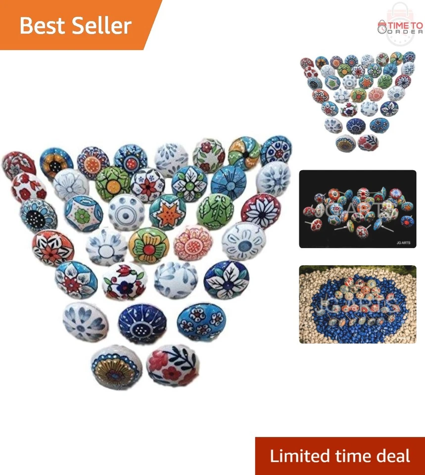 20 piezas perillas de gabinete de flores de cerámica vintage tiradores de cajón decoración multicolor Foto 1 de 4