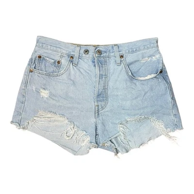 Levi's 501 Women's Distressed Denim Shorts Ripped W29 Vintage VGC Light Blue - Image 1 of 4