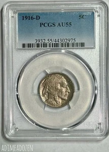1916-D 5C 🦬 Buffalo Nickel (PCGS AU55) CD9468QK - Picture 1 of 4