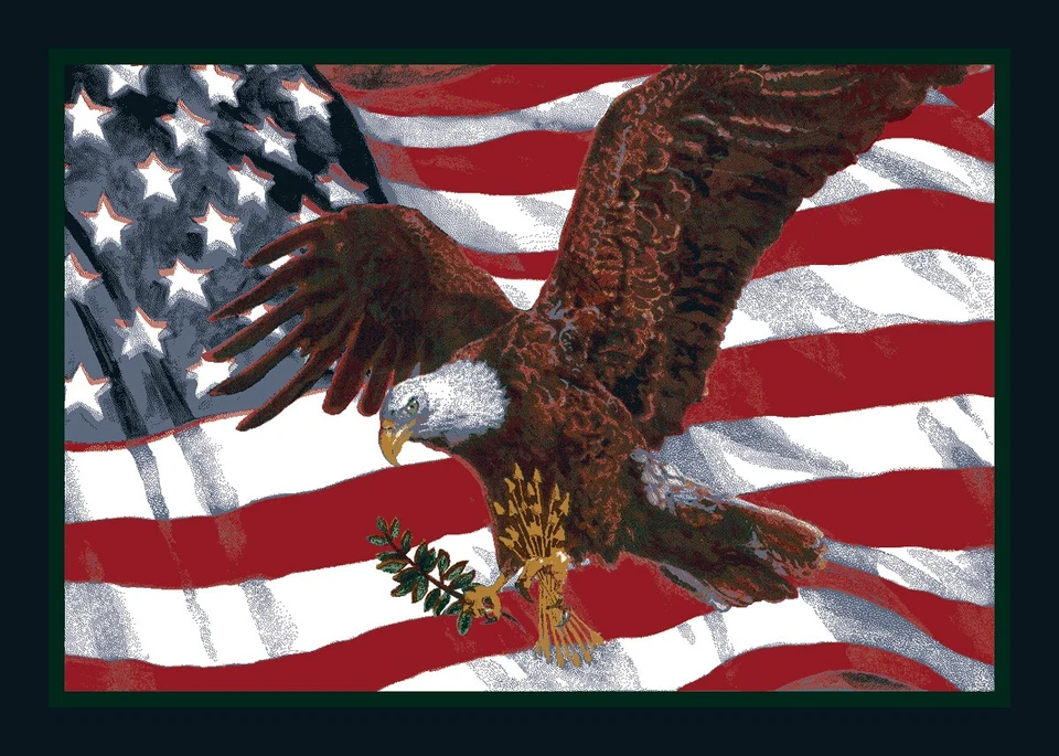 Небольшой ковер 5x8 Milliken American Pride 02000 с опалом и белоголовым орлом — около 5 футов 4 дюйма x 7 футов 8 дюймов - Изображение 1 из 1