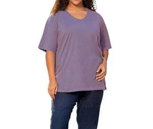 On The Plus Side jersey short sleeve v-neck tunic - plus size 1X (18W-20W) - Picture 1 of 4