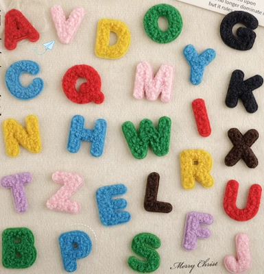 Chenille Embroidered Letter Patch Alphabet Iron On Sew On for Clothes Bag Jacket - Image 1 of 4