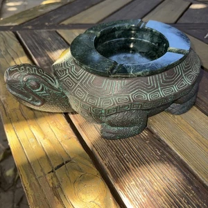 Vintage Faux Bronze & Marmor Chinesische Schildkröte Aschenbecher von Getz Brothers - Bild 1 von 21
