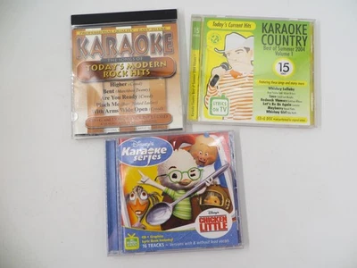 Lote de 3 CD de Karaoke Vintage Disney Chicken Little All Star Country Vol 1 Rock Hits Foto 1 de 4