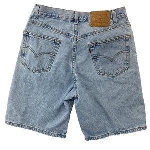 Vintage Levis 550 Shorts Men 33 Blue Denim Relaxed Red Tab Dad 90s Y2K Mexico - Picture 1 of 11