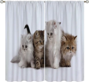Cat Blackout Curtains Home Decor,The 4 Cats Funny Rod Pocket Thermal Insulated D - Picture 1 of 12
