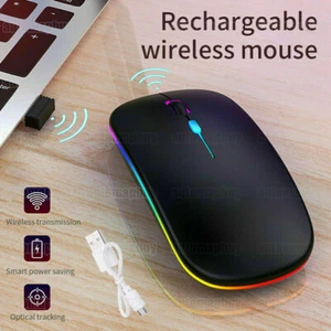 Funk Maus Büro Kabellos Bluetooth Mouse Für PC Laptop Aufladbare Leise Maus LED - Bild 1 von 17