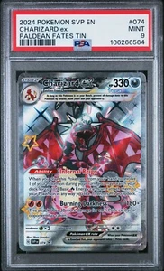 Charizard Ex SVP 074 Black Star Promo Pokemon Paldean Fates Tin PSA 9 - Picture 1 of 2