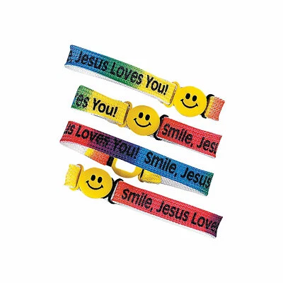 ORIENTAL TRADING "Smile Jesus Loves You!" Friendship Bracelets, Jewelry, 12 Pieces