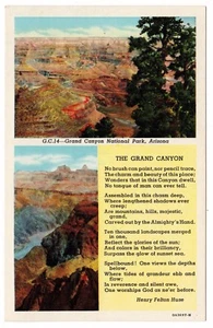 Postal vintage del Parque Nacional del Gran Cañón de Arizona poema Henry Felton Huse - Imagen 1 de 2