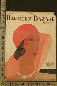 1930 LEON BENIGNI NEW YORK WOMEN FASHION BEAUTY DECO BAZAAR VINTAGE ARTCOVERVN04 - Picture 1 of 1