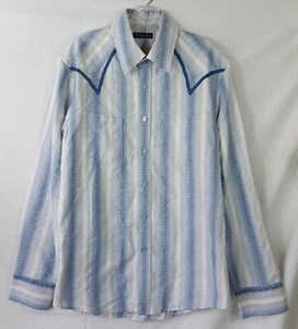 7 Diamonds Men's Blue & White Western Button Up Shirt Size Large - Picture 1 of 8