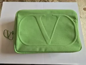 NEW VALENTINO Beaute Neon Green Large Makeup Pouch Cosmetic Bag - Picture 1 of 3
