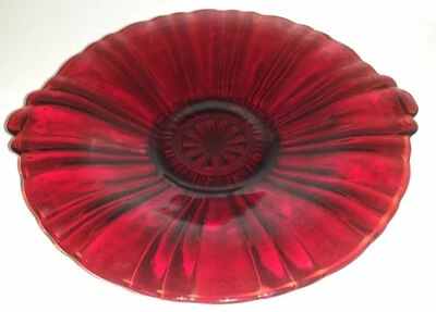 2 AVAILABLE- Authentic Ruby Red Amberina Glass Serving Tray Dish Platter Jewelry - Image 1 of 4