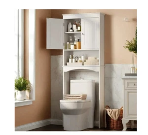 Over The Toilet Storage Cabinet,Farmhouse Bathroom Organizer with Sliding Door - Picture 1 of 8