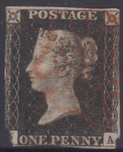 Stamp England 1840 penny 1d black queen Victoria SG1, nice spacefiller - Picture 1 of 2