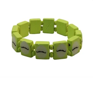 Holzarmband Schnurrbart neongelb - Bild 1 von 1