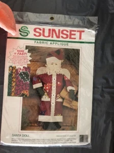 1994 Sunset Fabric Applique 15" SANTA DOLL 18049 New Sealed - Picture 1 of 4