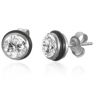1 Pair Cubic Zirconia 316L Surgical Steel Stud Earrings Many Colors UEA025 - Picture 1 of 3