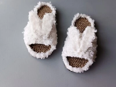 White Bunny slippers new size 7.5 hemp handmade shoes non-slip sole - Image 1 of 4