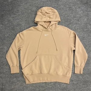 Nike Phoenix Oversized Fleece Hoodie Womens Medium Tan Center Swoosh DQ5860 - Picture 1 of 12