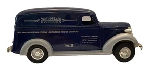 ERTL 1938 Weil McLain Boiler GMC Panel Truck Coin Bank Blue Silver 1:30 No. 38 - Picture 1 of 11