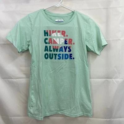 Columbia Niña Verde Azul Informal Activo Senderismo Manga Corta Camiseta Camisa Grande Foto 1 de 4