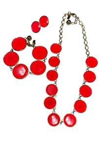 Kate Spade Corallo Rosso Set Collana Bracciale Clip Orecchini Pensionati Dichiarazione Audace - Foto 1 di 7