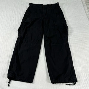 Aritzia TNA Pants Womens Black 6 Cargo Baggy Wide Leg Tie Ankle Utility Grunge - Picture 1 of 16