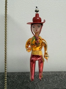 Vintage De Carlini Italian Glass Western Cow Poke 6” Cowboy Man Ornament - Picture 1 of 6