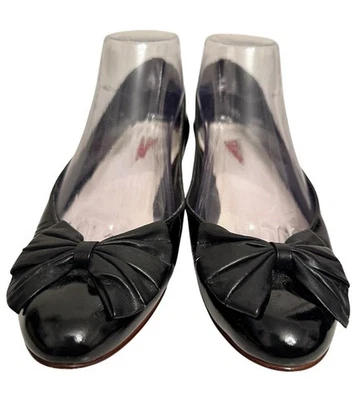 Tacón de cuña bajo vintage 9West para mujer charol negro talla 9 N 80’s 90’s retro Foto 1 de 4