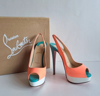 NEW Christian Louboutin Lady Peeps Sling150 Patent Leather Heels Shoes Size 36.5 - Image 1 of 4