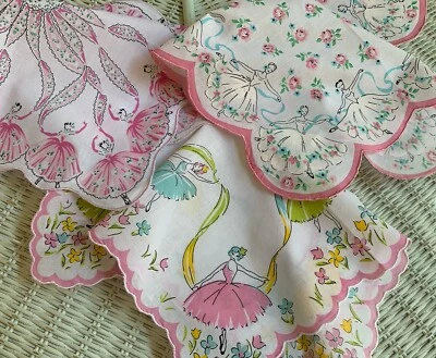Set /3 NEW Handkerchiefs Beautiful Dancers ~ LuRay Hankies! Special Price ! - Image 1 of 4