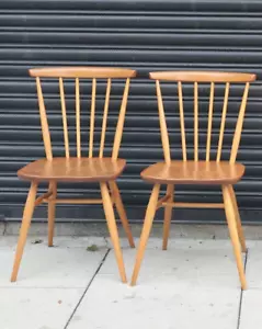 Two vintage 1970s Ercol stained 737 dining chairs - Picture 1 of 16