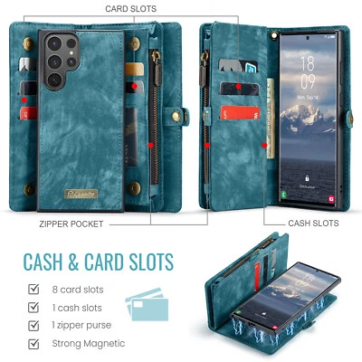 Zipper Wallet Case for Samsung S25Ultra/S25Edge Magnetic Removable Wallet Cove - Image 1 of 4