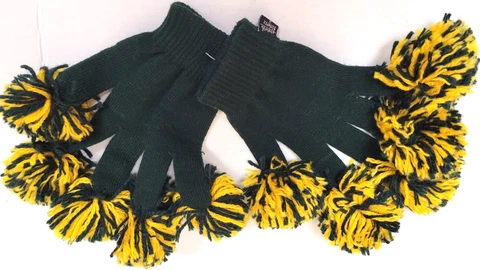 Fan Spirit Pom Pom Gloves - Packers Colors - Green & Yellow, NEW Cover