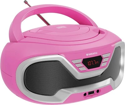 Oakcastle CD200 Portable CD Player Boombox I Bluetooth, FM Radio, USB, Pink - Image 1 of 4