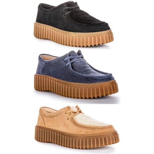 Scarpe da ginnastica Clarks Torhill Bee Oxford in pelle da donna blu UK 4 8