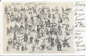 Postal con caricatura 1906 - matasellos RPO de Massena Springs & Utica Railroad - Imagen 1 de 3
