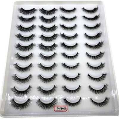 20 Pairs False Eyelashes Mink Natural Extension Black 3D Soft Lashes Makeup - Image 1 of 2