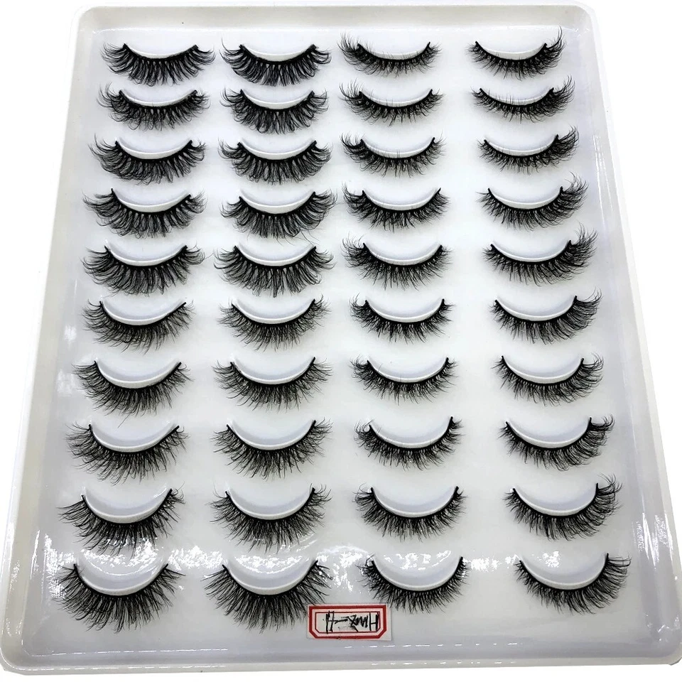20 Pairs False Eyelashes Mink Natural Extension Black 3D Soft Lashes Makeup - Image 1 of 2